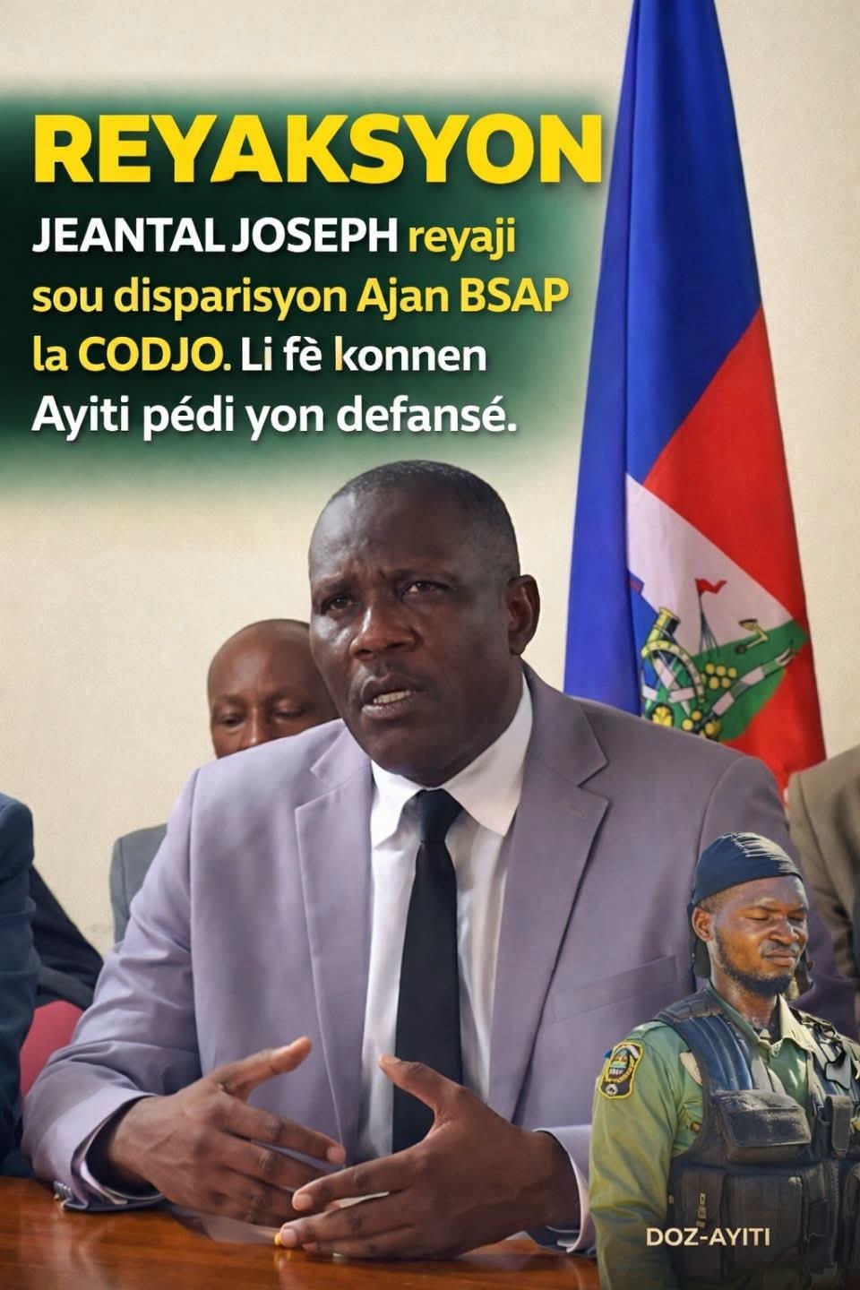 Ex-Director General Jeantel Joseph Condemns the Tragic Assassination of BSAP Departmental Operations Chief Commander Codio Ostherne, Demands Transparent Investigation and Full Justice